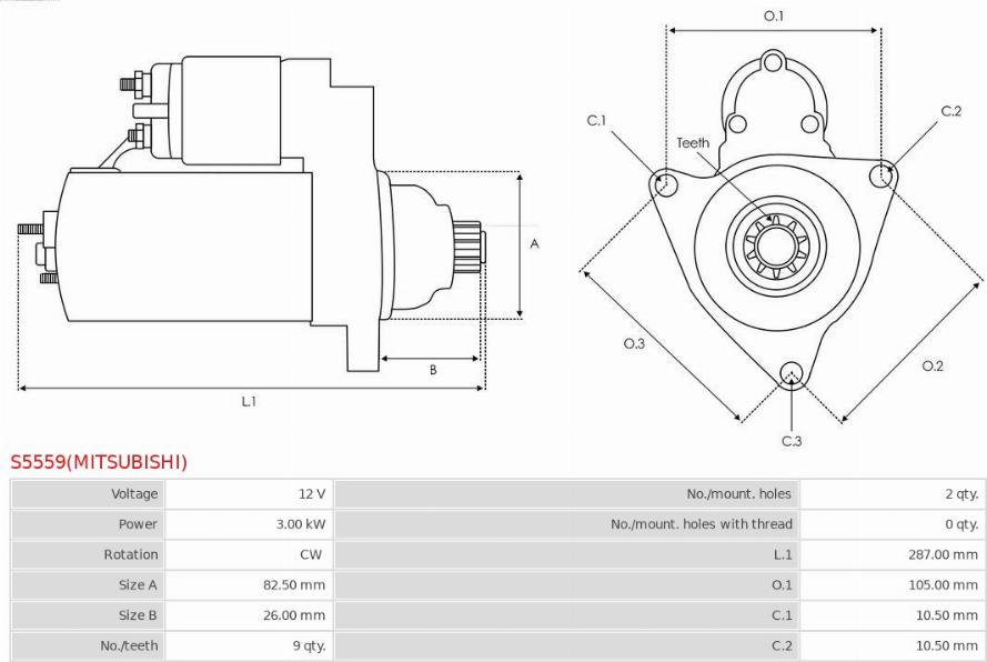 AS-PL S5559(MITSUBISHI) - Starteris www.autospares.lv