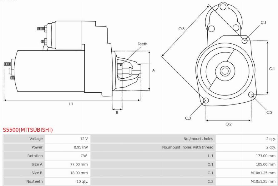 AS-PL S5500(MITSUBISHI) - Starteris www.autospares.lv