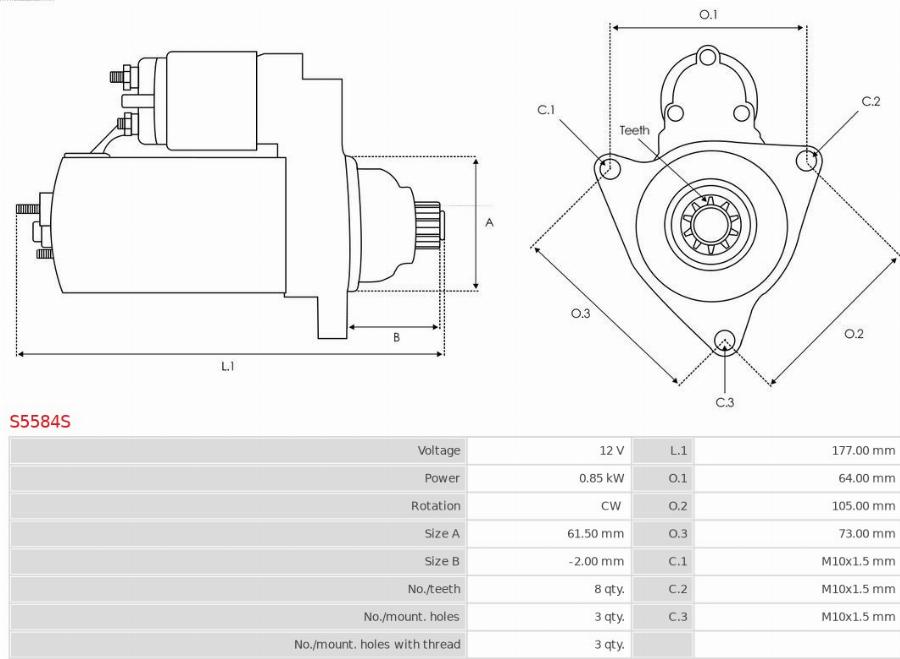 AS-PL S5584S - Starteris www.autospares.lv