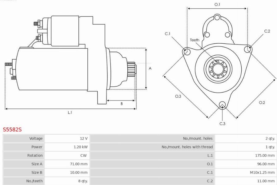 AS-PL S5582S - Starteris www.autospares.lv