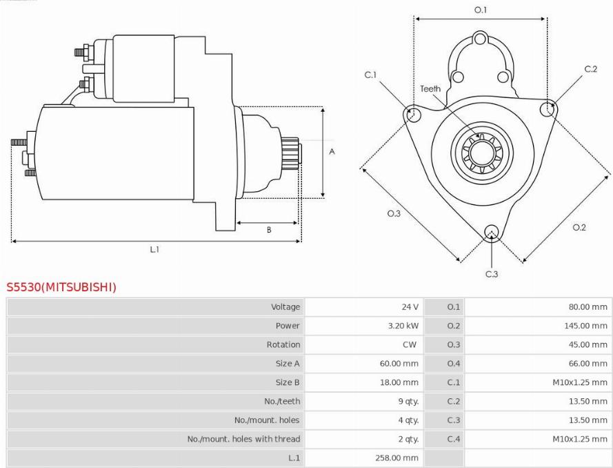 AS-PL S5530(MITSUBISHI) - Starteris www.autospares.lv