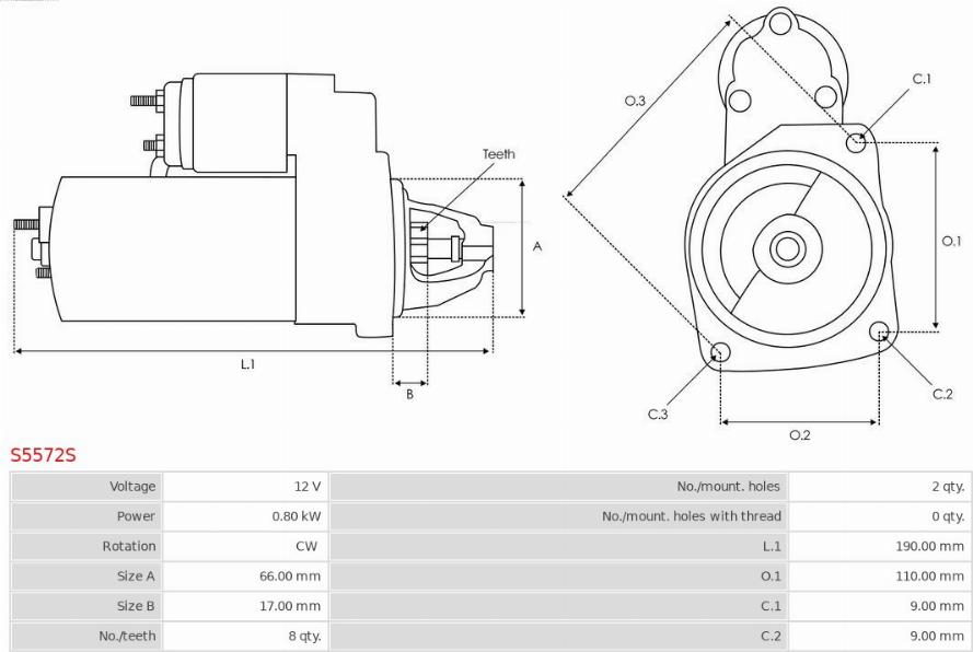 AS-PL S5572S - Starteris www.autospares.lv