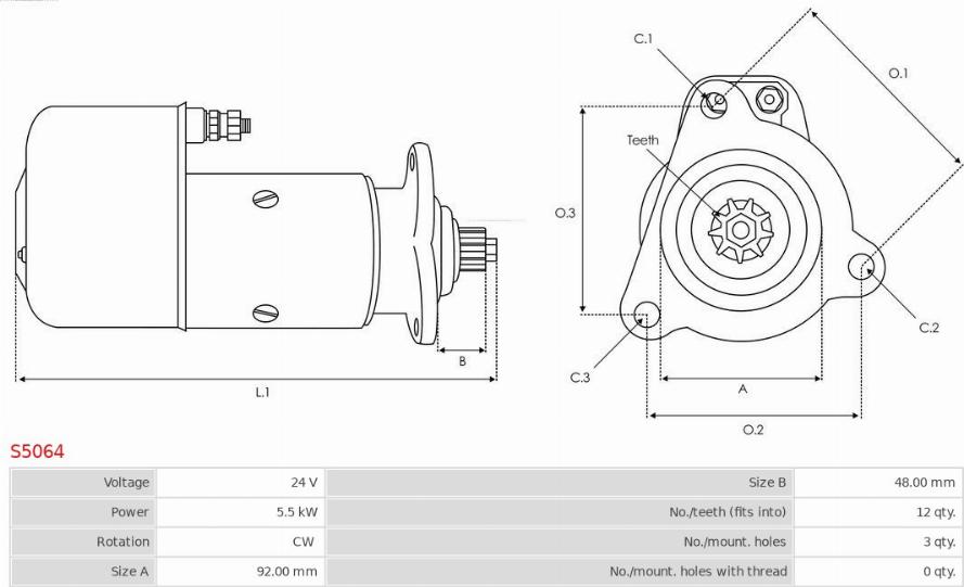 AS-PL S5064 - Starteris www.autospares.lv