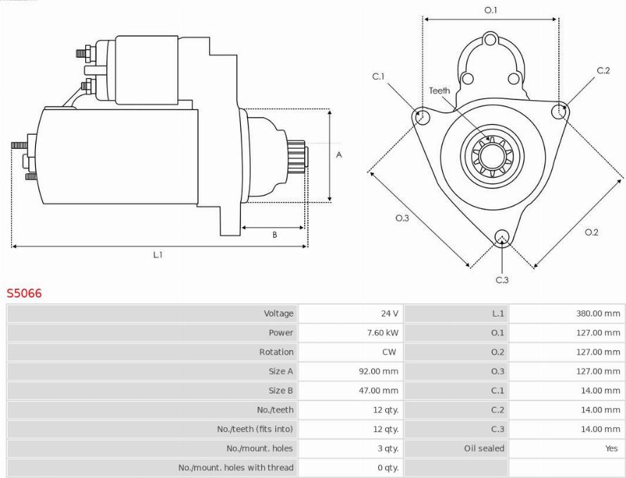 AS-PL S5066 - Starteris www.autospares.lv