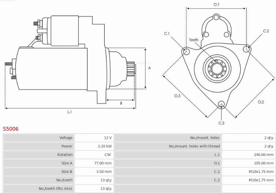 AS-PL S5006 - Starter www.autospares.lv