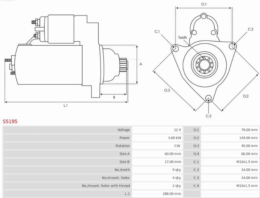 AS-PL S5195 - Starteris autospares.lv