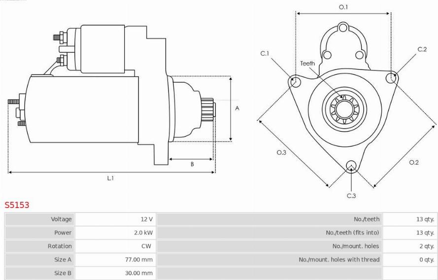 AS-PL S5153 - Starteris www.autospares.lv