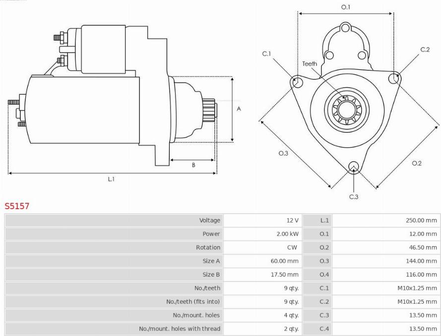 AS-PL S5157 - Starteris www.autospares.lv