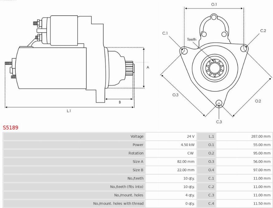 AS-PL S5189 - Starter www.autospares.lv