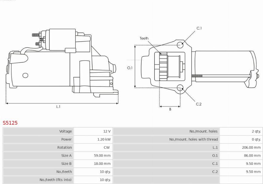 AS-PL S5125 - Starter www.autospares.lv