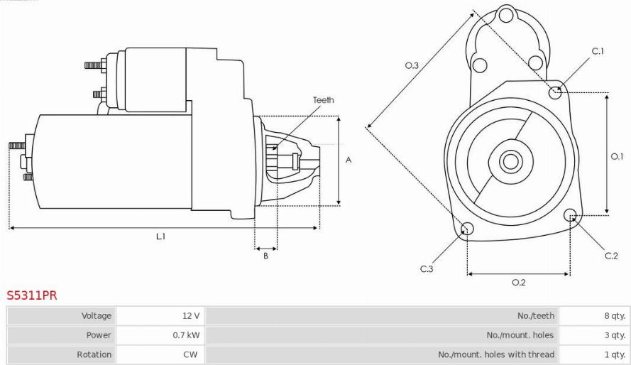 AS-PL S5311PR - Starteris www.autospares.lv