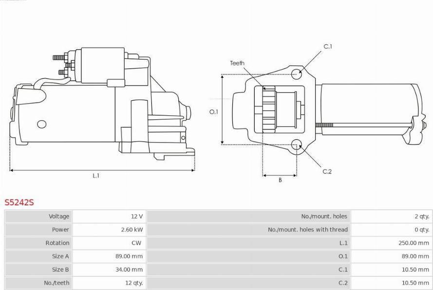 AS-PL S5242S - Starteris autospares.lv