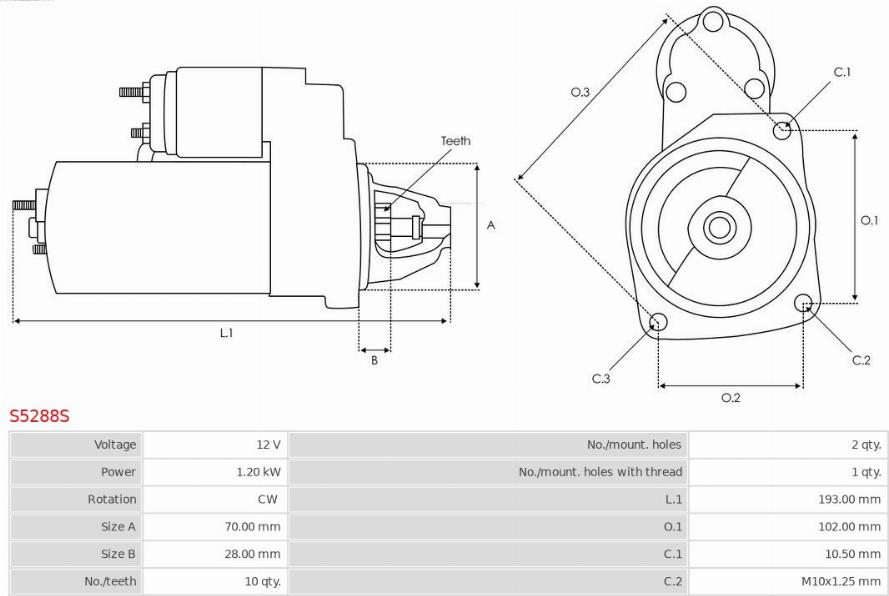 AS-PL S5288S - Starteris www.autospares.lv