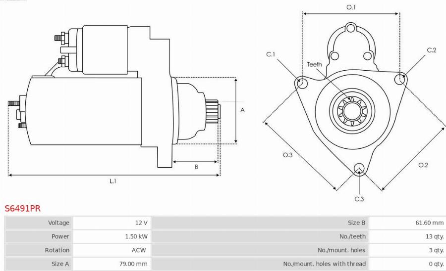 AS-PL S6491PR - Starteris www.autospares.lv