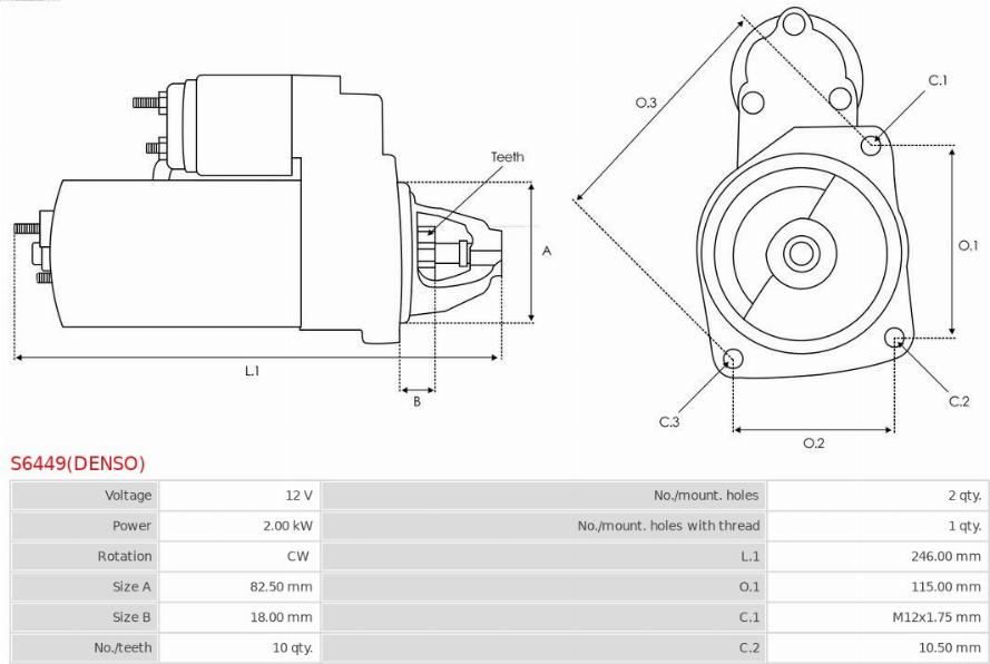 AS-PL S6449(DENSO) - Starteris www.autospares.lv