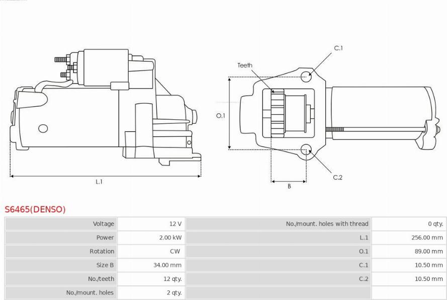 AS-PL S6465(DENSO) - Starteris www.autospares.lv