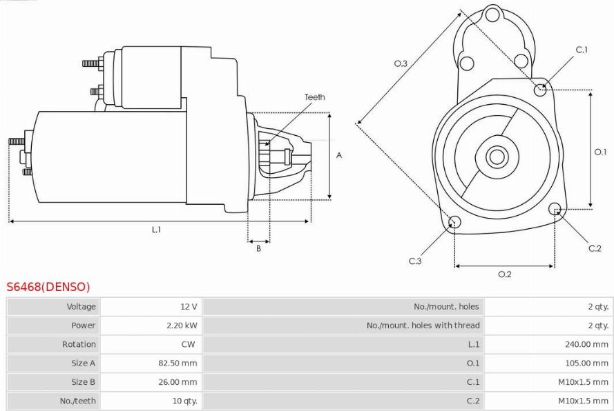 AS-PL S6468(DENSO) - Starteris www.autospares.lv