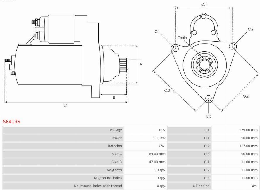 AS-PL S6413S - Starteris www.autospares.lv