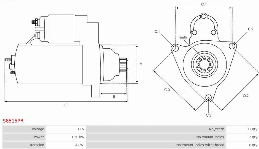 AS-PL S6515PR - Starteris www.autospares.lv