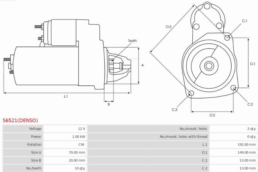 AS-PL S6521(DENSO) - Starteris www.autospares.lv