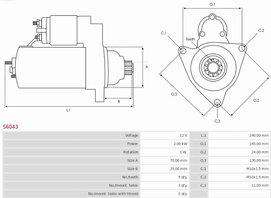 AS-PL S6043 - Starteris www.autospares.lv