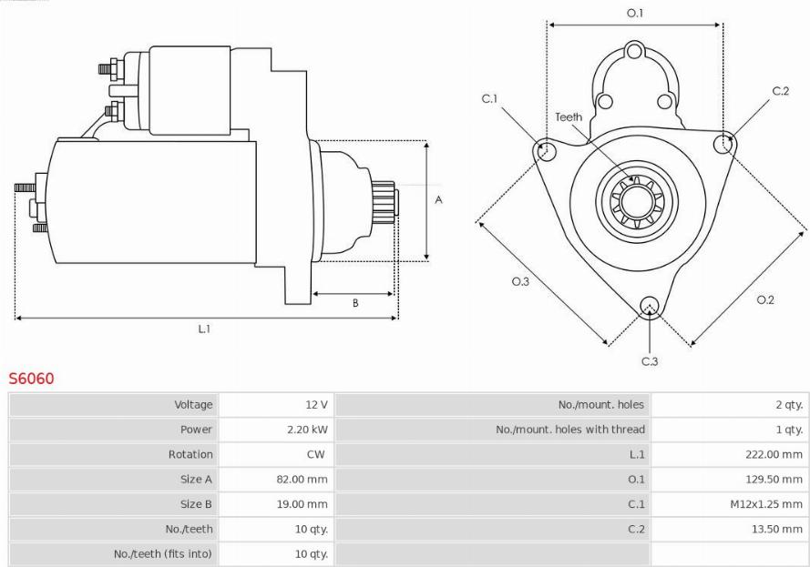 AS-PL S6060 - Starteris www.autospares.lv