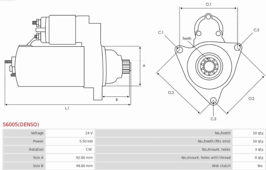 AS-PL S6005(DENSO) - Starteris www.autospares.lv