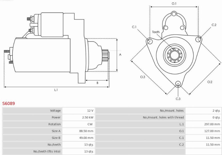 AS-PL S6089 - Starteris www.autospares.lv