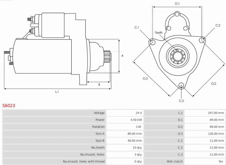 AS-PL S6023 - Starteris www.autospares.lv