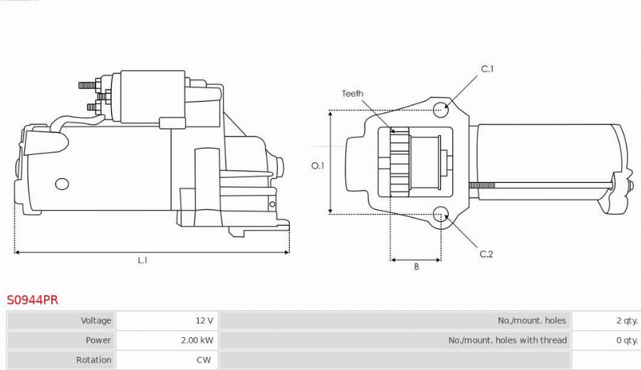 AS-PL S0944PR - Starteris www.autospares.lv