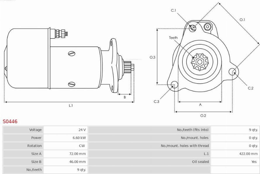 AS-PL S0446 - Starteris www.autospares.lv