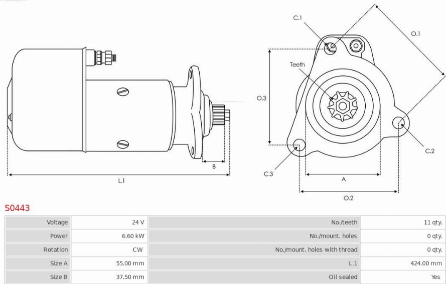 AS-PL S0443 - Starteris www.autospares.lv