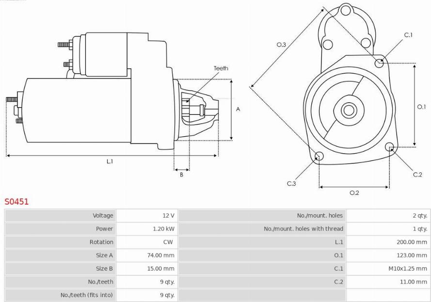 AS-PL S0451 - Starteris www.autospares.lv