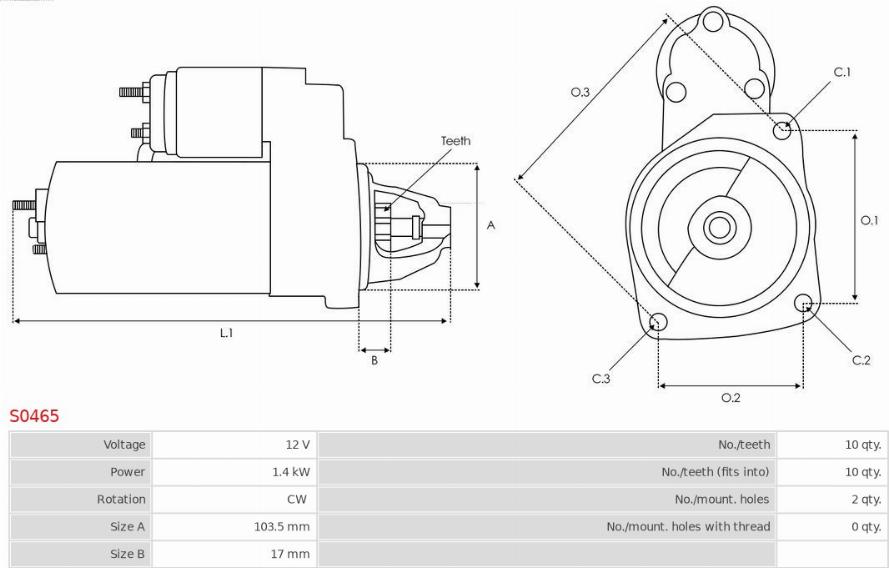 AS-PL S0465 - Starteris www.autospares.lv