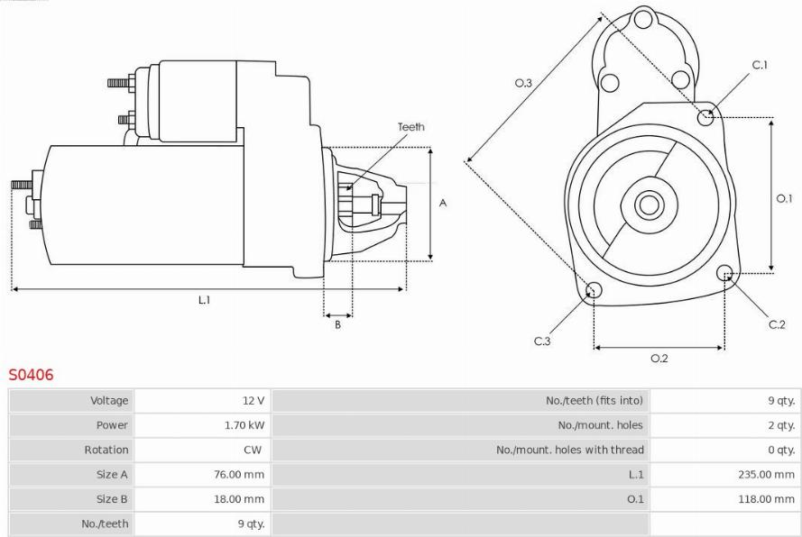 AS-PL S0406 - Starteris www.autospares.lv