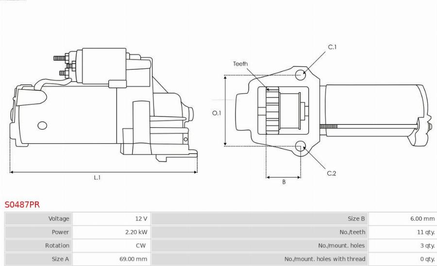 AS-PL S0487PR - Starteris www.autospares.lv