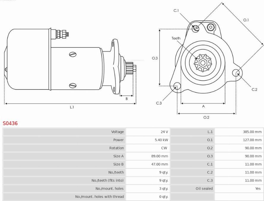 AS-PL S0436 - Starteris www.autospares.lv