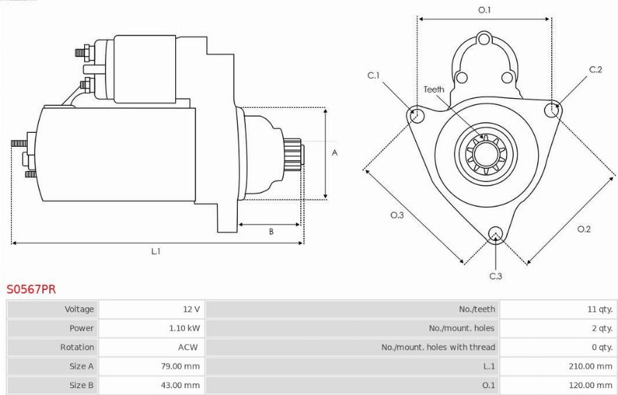 AS-PL S0567PR - Starteris www.autospares.lv