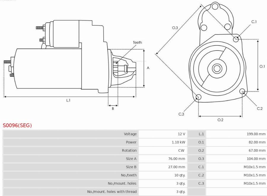 AS-PL S0096(SEG) - Starteris www.autospares.lv