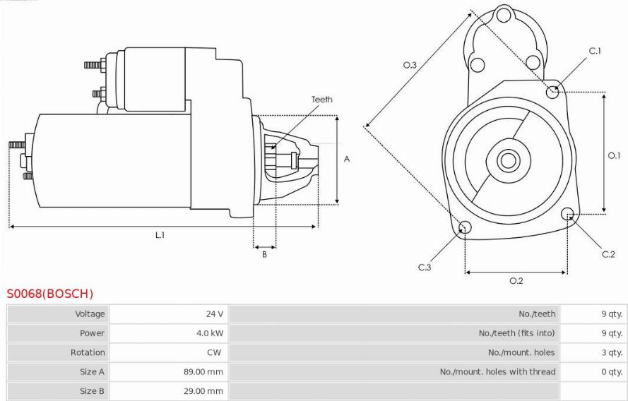 AS-PL S0068(BOSCH) - Стартер www.autospares.lv