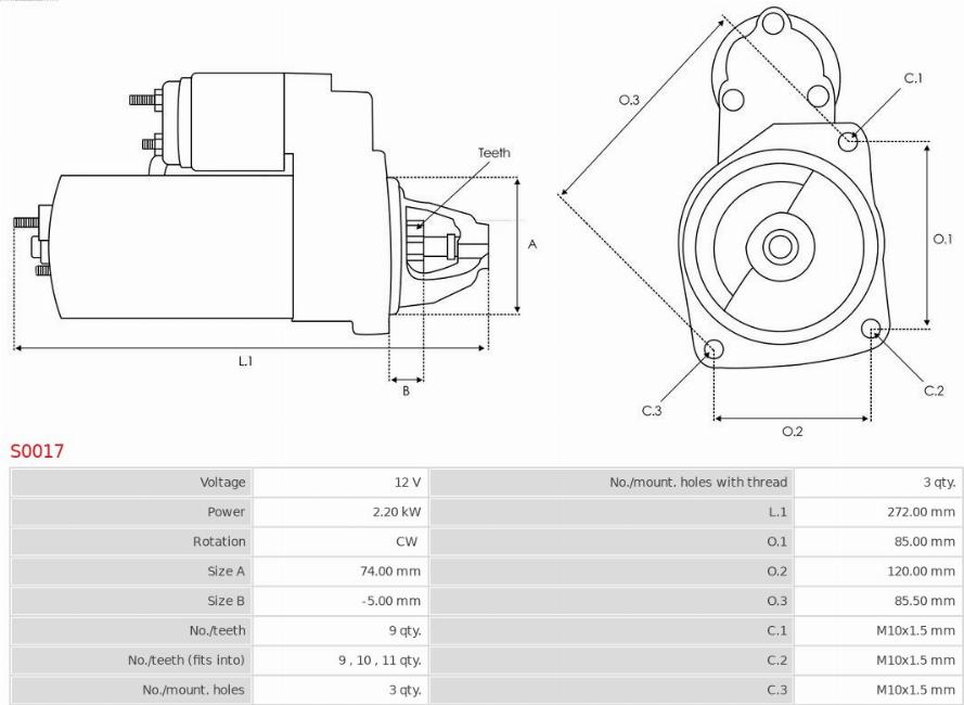 AS-PL S0017 - Starteris www.autospares.lv