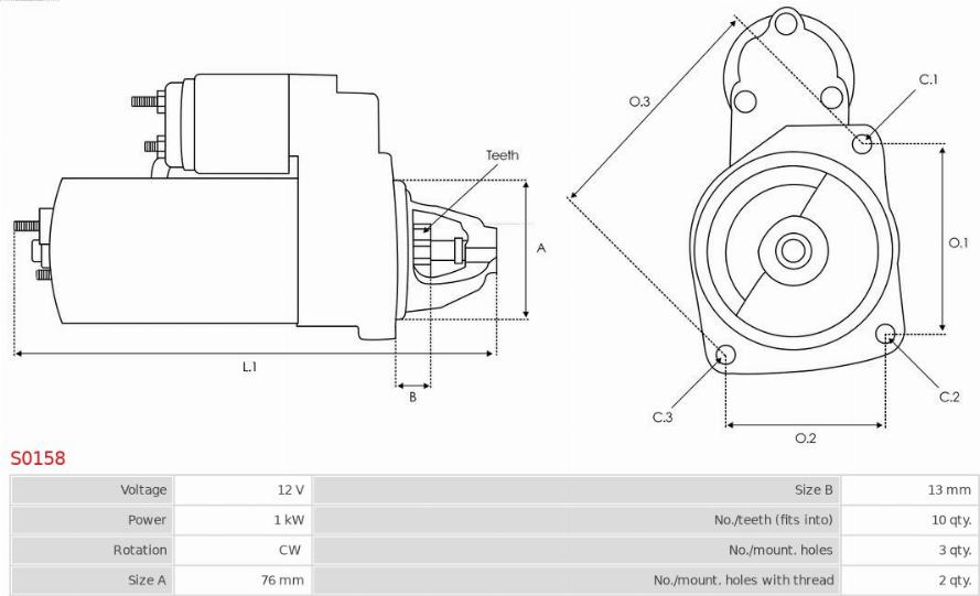 AS-PL S0158 - Starteris www.autospares.lv