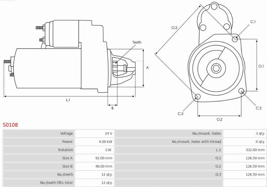 AS-PL S0108 - Starteris www.autospares.lv