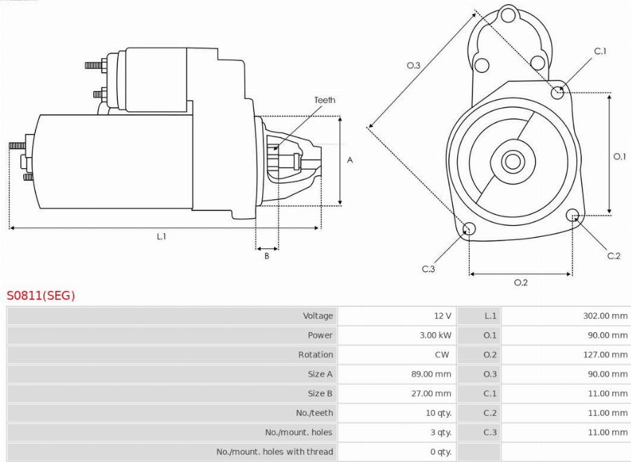 AS-PL S0811(SEG) - Starteris www.autospares.lv