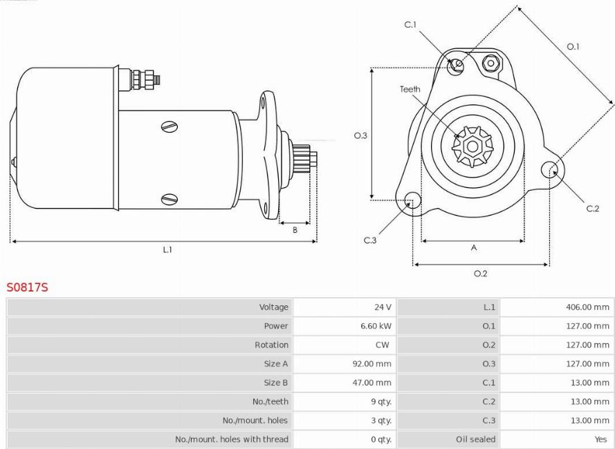 AS-PL S0817S - Starteris www.autospares.lv