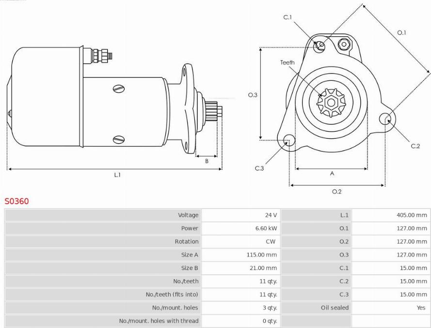 AS-PL S0360 - Starteris www.autospares.lv