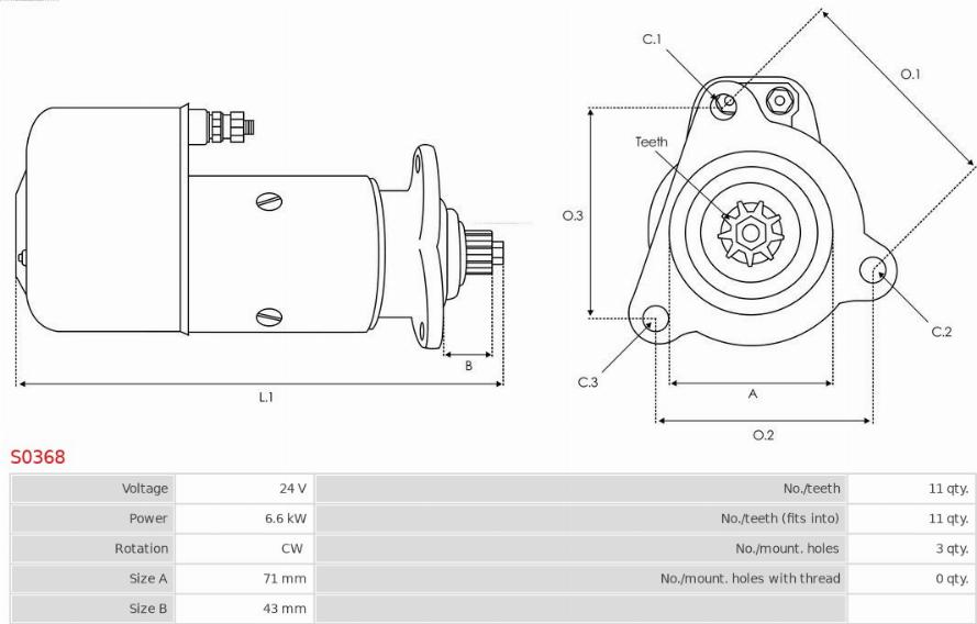 AS-PL S0368 - Starteris www.autospares.lv