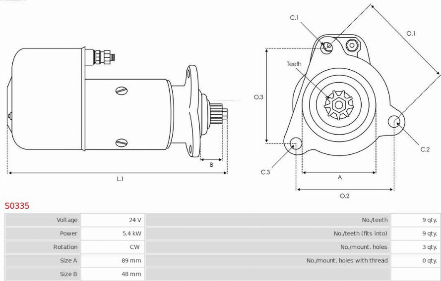 AS-PL S0335 - Starteris www.autospares.lv