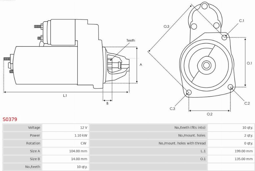 AS-PL S0379 - Starteris www.autospares.lv