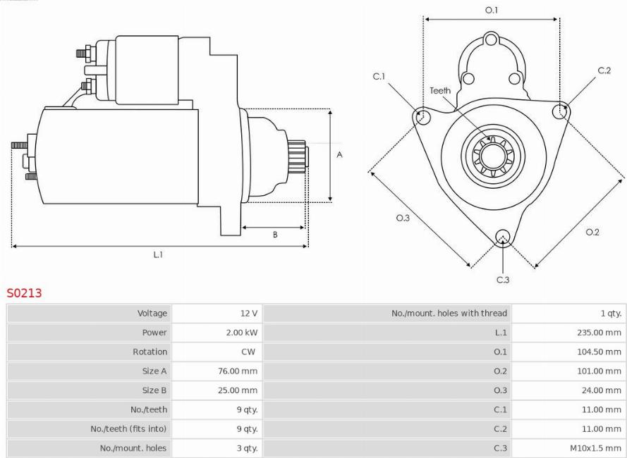 AS-PL S0213 - Starter www.autospares.lv